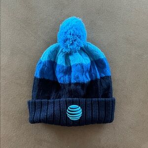 Cozy AT&T Blue Pom-Pom Beanie